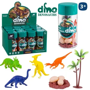 DINOSAURIO PVC 8 X 12 CM TUBO PVC ROSCA 8X 12 CM- CAJA EXPOSITORA 12 UDS