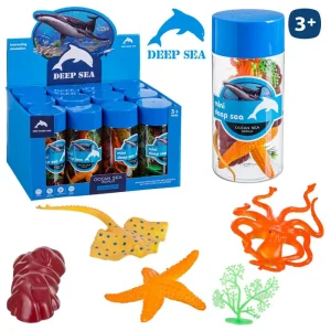 ANIMALES MARINOS PVC 8 X 12 CM TUBO PVC ROSCA 8X 12 CM- CAJA EXPOSITORA 12 UDS