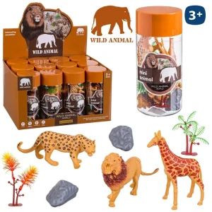 ANIMALES SELVA PVC 8 X 12 CM TUBO PVC ROSCA 8X 12 CM- CAJA EXPOSITORA 12 UDS