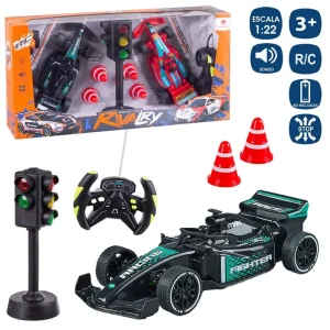 S/2 R/C COCHE 7 F CARRERAS SEMAFORO 2/C 19 X 8 X 4,50 CM ESCALA 1:22 - SEMAFORO FUNCION TRY ME - MANDO VOLANTE FUNCIONA CON PILAS 2XAAA (NO INCLUIDAS) COCHE 3XAA NO INCLUIDAS CAJA VENT