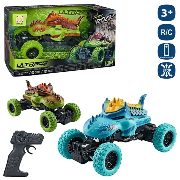 R/C COCHE 7 F DINO ULTRAROCK 2/C 23 X 15 CM FUNCIONA CON PILAS NO INCLUIDAS - MANDO 2XAA + COCHE 3XAA CAJA ABIERTA 29X16 CM