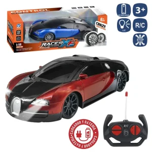 R/C 7F C+B COCHE BUGATTI 2/C 26 CM ESCALA 1:16- FUNCIONA CON PILAS MANDO 2XAA NO INCLUIDAS, COCHE BATERIA 3,7 V ( INCLUIDA) CARGADOR USB- CAJA VENTANA 35X11 CM