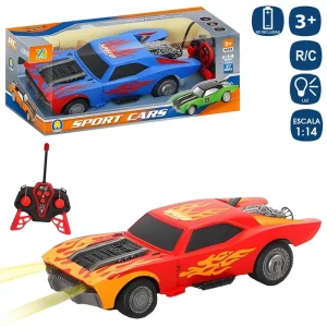 R/C 7F COCHE THUNDER 2 COL 28 X 12 CM ESCALA 1:14 CON LUZ- FUNCIONA CON PILAS 2XAA+ 4 AA NO INCLUIDAS -CAJA VENTANA 36X13 CM