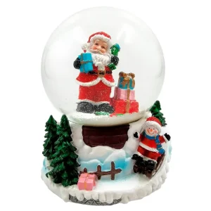 BOLA NIEVE PAPA NOEL CON MÚSICA 10,50 X 11,50 X 14,50 CM FUNCIONA A CUERDA.