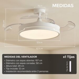 Ventilador de techo CONCEPT RAY Luz Led Regulable Motor DC 6 velocidades