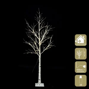 ÁRBOL 48 LUCES LED CÁLIDO 24V. BASE DE PLÁSTICO. FIGURA A LA RED ELÉCTRICA. LUZ FIJA. U