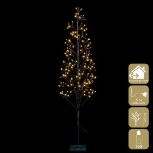 ÁRBOL 160 LEDS CÁLIDO 120 CM FUNCIONA CON LA RED ELÉCTRICA 3.6W. IP44 (USO INTERIO