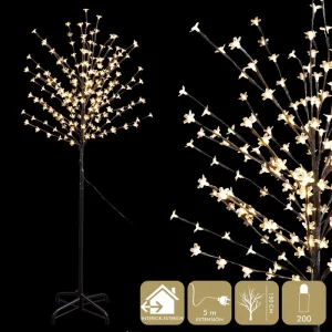 ÁRBOL 200 LEDS CÁLIDO 150 CM FUNCIONA CON LA RED ELÉCTRICA 3.6W. IP44 (USO INTERIO