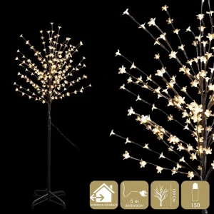 ÁRBOL 150 LEDS CÁLIDO 120 CM FUNCIONA CON LA RED ELÉCTRICA 3.6W. IP44 (USO INTERIO